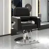 Silla giratoria con reposabrazos elevable de acero inoxidable para barbería, silla reclinable para estilismo y corte de cabello para salón de peluquería