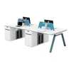 Juego de Escritorio y Sillas para 2-6 Personas, Estación de Trabajo para Personal, Sala de Computadoras, Escritorio para Personal con Pantalla, Asientos con Separadores, Muebles, Escritorio Combinado Comercial Gratuito