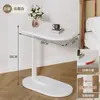 Mesa de Café Pequeña Creativa para Balcón, Mesa Lateral para Sofá de Sala de Estar, Mesa Redonda para Apartamento Pequeño, Mesita de Noche Moderna Estilo Crema, Estante de Almacenamiento