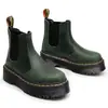 Botas Chelsea Verdes Crazy Horse de Primera Capa 2976 para Mujer, Botas de Motocicleta de Suela Gruesa, Botines de Piel Genuina, Zapatos sin Cordones de Plataforma