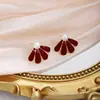 Pendientes de Perla con Forma de Pétalo y Gota de Aceite Ancola, Aguja de Plata, Otoño e Invierno, para Mujer, Estilo Vintage, Pendientes de Lujo Ligero