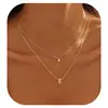 Collar de Acero Inoxidable para Mujer Estilo Europeo y Americano, Doble Capa con 26 Letras, Cadena para Clavícula Elegante y de Moda, Regalo