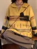 Suéter Retro Americano de Moda con Bloques de Color Degradado Estilo Perezoso para Hombres y Mujeres Pareja Casual Chaqueta de Punto con Bloques de Color