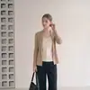 Cárdigan de punto caqui para mujer, estilo de alta gama para principios de otoño, holgado y casual, abrigo tipo chal suéter estilo old money