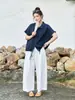 Pantalones Curvos Tallas Grandes ALINDM para Mujer, Pantalones de Verano Finos de Nueve Puntos, Pantalones Casuales Rectos Holgados