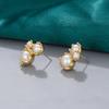 Comercio exterior nuevos populares aretes de botón de placa de flor de tres perlas aretes de botón de girasol de moda simple Joyería aretes