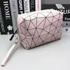 Modelo Novo de Fronteira em Estoque do Fabricante, Bolsa de Maquiagem de Couro PU com Padrão de Diamante, Bolsa de Armazenamento de Cosméticos Feminina, Bolsa de Armazenamento de Viagem