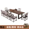Nova Mesa de Chá e Conjunto de Cadeiras Estilo Chinês Pinheiro Antigo Salão de Chá Zen Mesa de Chá Kung Fu Mesa de Reunião de Negociação Simples de Madeira Maciça Mesa Longa