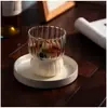 Copo de Vidro Criativo com Listras Verticais para Bebidas, Leite, Água, Café Americano com Gelo, Café Cold Brew, Latte - Estilo Ins
