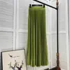 Estilo Coreano Aparência Emagrecedora Primavera Nova Brilhante Cintura Alta Plissada Linha A Aparência Emagrecedora Saia Longa Saia para Mulheres 6623
