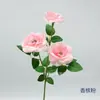 Ramo Artificial Realista de Rosas de 3 Cabezas para Arreglo en Jarrón, Decoración del Hogar, Decoración de Sala de Estar, Adorno de Mesa, Flor Artificial