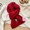 Cachecol Pequeno Tricotado Bordado Gatinho Hello Kitty Autêntico Autorizado para Mulheres Outono e Inverno Cachecol de Lã Quente para Estudantes