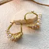 Brincos Personalizáveis de Design de Nicho da Moda com Zircônia e Pérola Sintética Incrustadas, Acessórios de Orelha Versáteis em Forma de U de Luxo Leve Vintage