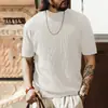 Nova camiseta de tricô masculina com toque fresco, no estilo dos novos ricos e old money, marca da moda de verão, design simples canelado, adequada para o trabalho, roupas masculinas