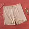 Calças Leggings Antibacterianas de Seda Saia Calça Cintura Média Anti-Exposição Calças de Três Pontos Calças de Seda de Segurança Calças de Dormir