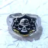 Anillo de Calavera Exagerado Dominante de Plata Tailandesa Retro Anillo Abierto Ajustable de Plata Tailandesa para Hombres Elegante Popular