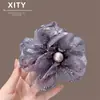 Pinza de Garra Grande para el Cabello Morada de Malla con Flor Vintage Chic, Crea Volumen en la Parte Posterior de la Cabeza, Adecuada para Peinados Recogidos Completos, Pinza de Tiburón
