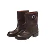 Primer Encuentro Ji Botas Botines Mujer 2026 Nuevas Botas Altas de Montar Botas Vaqueras Botas Largas Hebilla de Cinturón Botas de Motocicleta