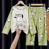 Pijamas para niños, niñas, primavera y otoño, niños, manga larga, finos, dibujos animados, niña pequeña, princesa, estilo occidental, traje de casa para niños grandes