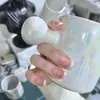 Fresa Leche Portada Rosa Pintado a Mano Francés Nude Degradado Color Sólido Combinación Perfecta Blanco Gama Alta Sencillo Usar Armadura Productos Terminados