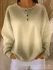 Amazon Transfronterizo Nuevo Estilo Europeo y Americano Rayas Verticales Cuello Henley Manga Larga Sudadera con Capucha Suelta Hombros Caídos Media Cremallera Top para Mujer