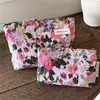Bolsa de Maquillaje Jacquard Floral Estilo Francés Campestre con Cremallera Bolsa de Almacenamiento Cosmético Bolsa de Tela Portátil para Viaje