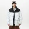 Jaqueta Puffer Nasa Gola Alta Cor Contrastante Masculina Inverno 2025 Nova Acolchoada Quente Jovem Jaqueta de Penas de Pato