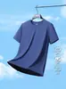 Camiseta Estampada Nova de Seda de Gelo para Verão Masculina Esportiva Casual Corrida Fitness Respirável Manga Curta Roupa Masculina para Exterior de Secagem Rápida