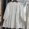 Primavera 2026 Nueva Camisa de Algodón y Lino Estilo Japonés para Mujer Blusa Holgada Cárdigan Bordado Artístico Manga Larga