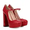 Zapatos de una sola capa de moda europea y americana transfronterizos, punta redonda, suela gruesa, tacón grueso, hebilla, zapatos de mujer, talla grande, zapatos de mujer 45