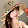 Novo Produto de Verão Chapéu de Palha Colorido Trançado Yafeng para Mulheres, Chapéu Estilo Resort à Beira-Mar, Chapéu de Pescador com Aba Larga Proteção Solar