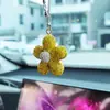 Chaveiro Cravejado de Diamantes Venda Quente Transfronteiriça Argila Flor de Girassol Totalmente Diamantada Flor de Cinco Pétalas Pingente para Interior do Carro Pingente de Carro