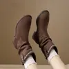 Botas Femininas Plataforma Retrô 2026 Nova Outono Sola Grossa Botas Martin Cowboy Ocidental Meias Elásticas Botas Curtas da Moda Femininas