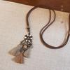 Nuevo Collar Largo de Plumas Estilo Zen Chino para Mujer, Cadena de Suéter Apilada Estilo Étnico Retro, Nuevos Accesorios Bohemios
