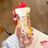 Taza con Popote, Taza de Té de Flores para Estudiantes, Taza de Agua, Taza de Plástico Portátil con Popote, Taza de Gran Capacidad, Venta al por Mayor