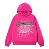 Hermoso y Moderno Conjunto de Chándal con Capucha 555555 Telaraña Estampado en Espuma Hip-Hop Holgado Forrado de Felpa para Hombre y Mujer
