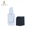 Nova Garrafa de Vidro de 30ml para BB Cream, Garrafa Quadrada para Skincare, Garrafa com Pump para Água de Essência, Garrafa Quadrada Plana com Dispenser para Líquido de Base e Protetor Solar