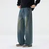 Ropa de Hombre Fengshe / Jeans Pesados de Moda para Hombre Primavera 2026 Rectos Estilo Americano Modernos Versátiles Jeans