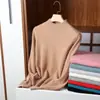 Tricô Novo de Gola Alta Meia-altura Feminino Outono Inverno Estilo Curto Pulôver Cor Sólida Suéter Solto Camada Base Engrossada Customização Transfronteiriça