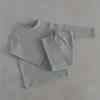 Ropa de Otoño para Bebé Traje de Algodón Clase A Camiseta de Manga Larga con Cuello Medio de Color Sólido para Bebé Pantalones Ropa para el Hogar Ropa para Recién Nacido