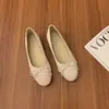 Primeiro Encontro Jiyong Camurça Laço Temperamento Gentil Sapatos Baixos Planos Sapatos de Ballet Femininos Slip-on Sapatos de Vovó Shu
