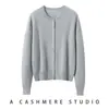 Cárdigan de punto 100% cachemira pura, moderno estilo nuevo de otoño e invierno, cuello redondo con pedrería, de un solo botón, elegante y cálido para mujer