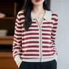 Suéter de Punto Rayado Estilo Francés para Mujer, Nuevo Jersey de 26 Estilos tipo Cárdigan Falso, Suéter Base Cálido para Otoño e Invierno