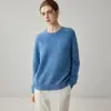 ¡Textura como niebla! Suéter de hilo de punto grueso 100% cachemira pura para mujer, cuello redondo, corte holgado, engrosado, capa base suave y cómoda