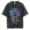 Camiseta vintage lavada de estilo hip hop callejero, anime Dragon Ball, estampado gráfico de dibujos animados, informal, de algodón, de verano, de manga corta