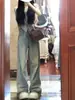 Jeans rectos retro de estilo americano con borde deshilachado para mujer, nueva colección primavera/otoño, de cintura alta, talla grande, corte holgado y pierna ancha con caída fluida