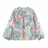 Camisa de Popelina Informal Holgada con Estampado de Manga Larga para Mujer Estilo Europeo y Americano 2025 0134