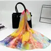 Novo Lenço Longo 50*160 DIY Versátil Estampado Lenço Longo de Seda Lenço de Georgette Semelhante à Seda Lenço Fino para Quatro Estações