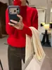 Camiseta Base de Lana Tejida Han Xun con Cuello Alto y Rizos Naturales para Mujer, Otoño/Invierno 2026, Multicolor, Corte Relajado, Capa Interior 27551
