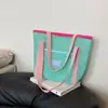 Bolsa Tote de Malha de Verão Bolsa de Mão Feminina Bolsa Bolsa de Armazenamento de Artigos de Higiene Pessoal para Natação ao Ar Livre Bolsa de Praia Bolsa de Compras para Supermercado